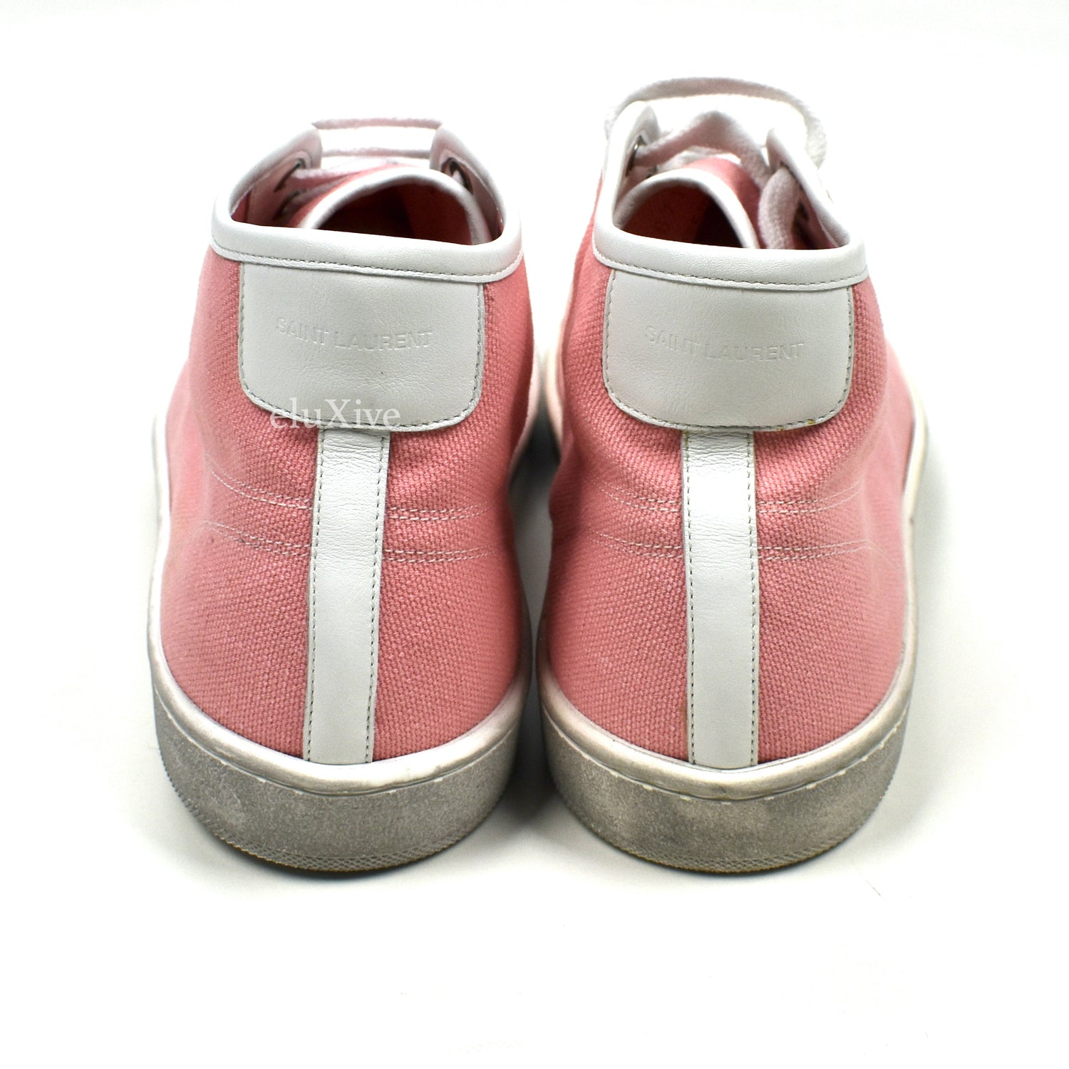 Saint Laurent - Pink Canvas SL 39 Mid Top Sneakers – eluXive