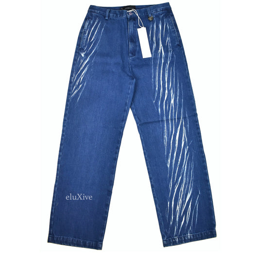 Xander Zhou - Blue Spiral Effect Denim Jeans