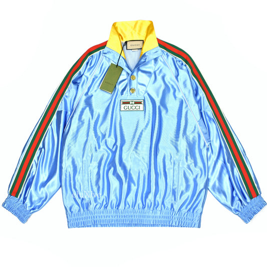 Gucci - Light Blue Web Stripe Pullover Track Jacket
