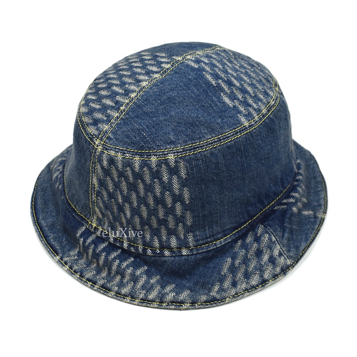 NWT Louis Vuitton Blue Monogram Denim Reversible Bucket Hat Men