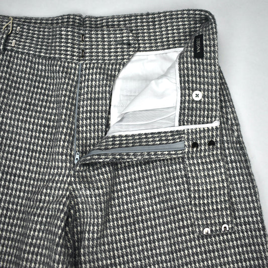 Z Zegna - Gray / White Houndstooth Wool Stirrup Pants