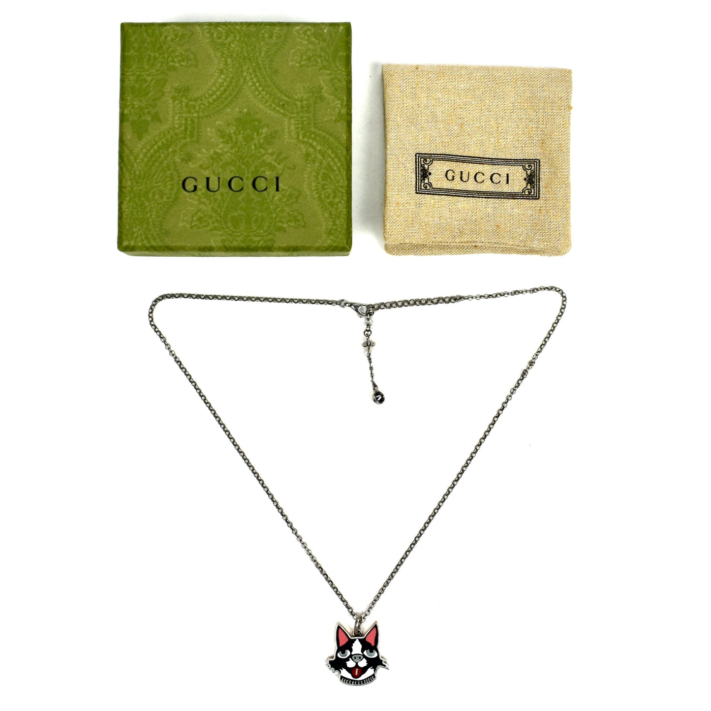 Gucci - Silver Bosco & Orso Dog Pendant Chain Necklace