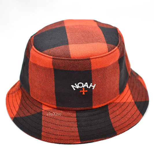 Noah - Red Buffalo Plaid Core Logo Bucket Hat