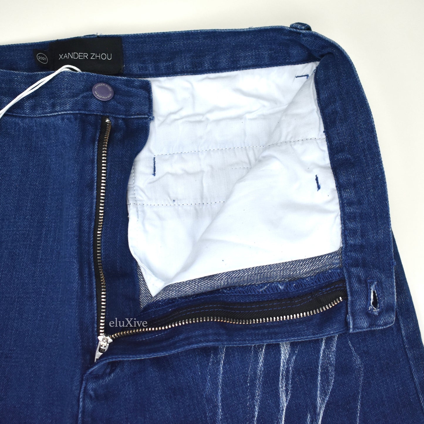 Xander Zhou - Blue Spiral Effect Denim Jeans