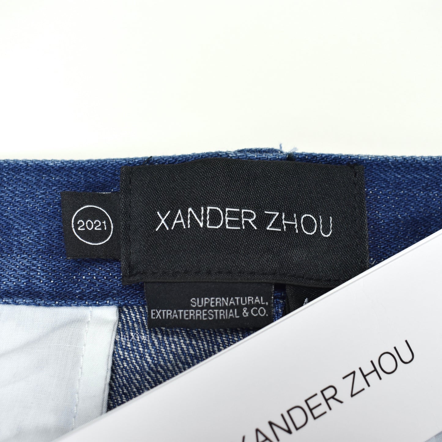 Xander Zhou - Blue Spiral Effect Denim Jeans