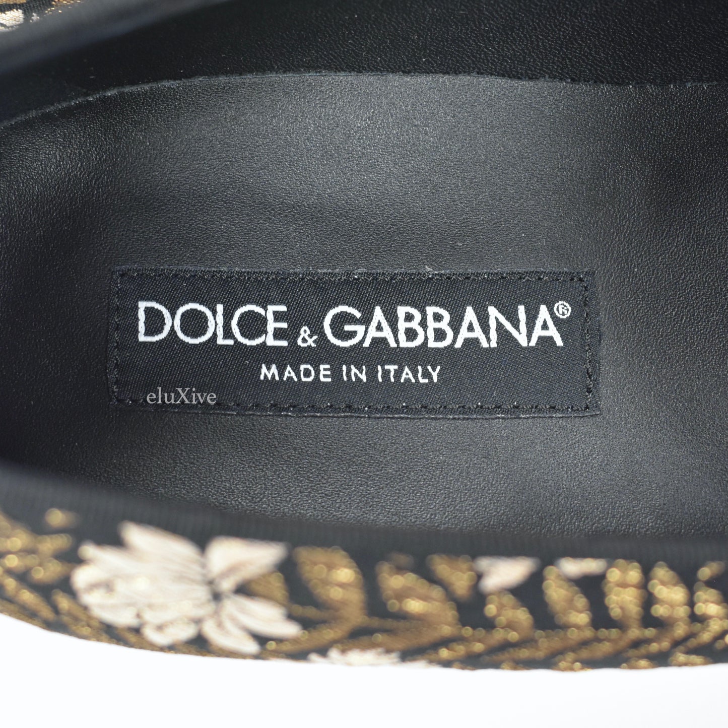 Dolce & Gabbana - Black / Gold Floral Woven Smoking Slippers