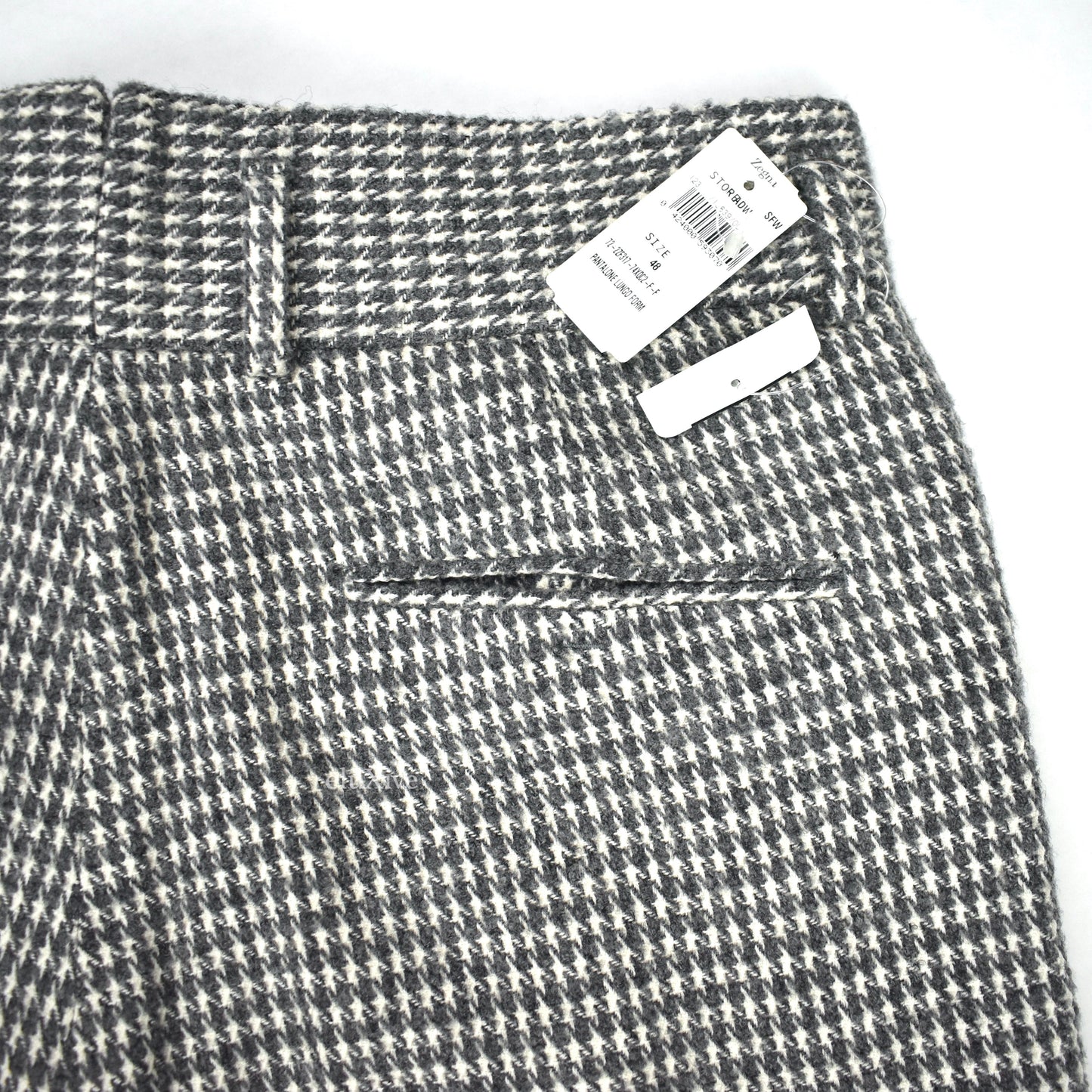 Z Zegna - Gray / White Houndstooth Wool Stirrup Pants