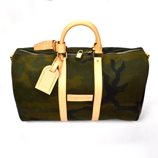 Louis Vuitton x Supreme - Monogram Camo Keepall 45