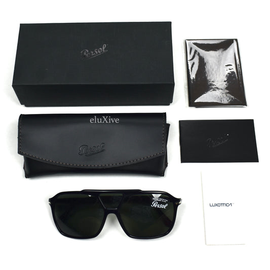 Persol - 3223-S Black / Gray Lens Vintage Pilot Sunglasses