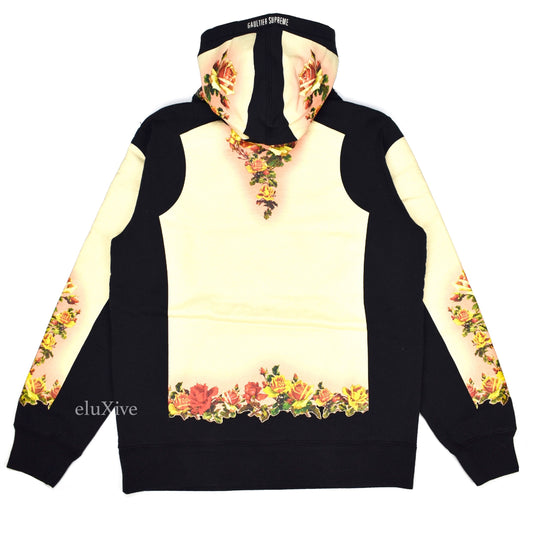 Supreme x Jean Paul Gaultier - Black Floral Print Hoodie