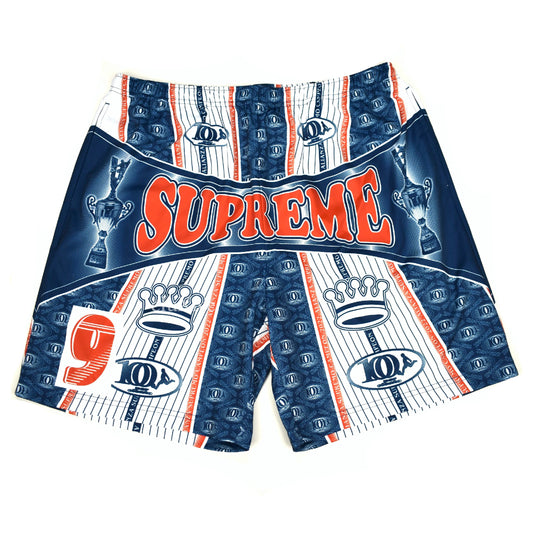 Supreme - Por Ciento Logo Print Soccer Shorts (Navy)