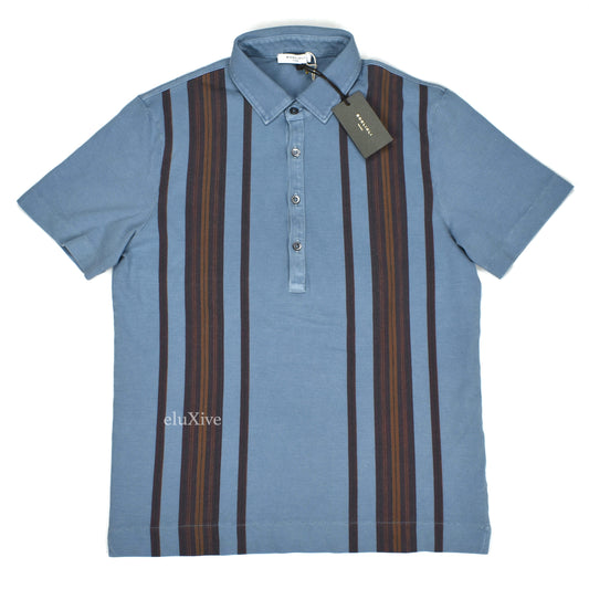 Boglioli - Slate Blue Vertical Stripe Polo Shirt
