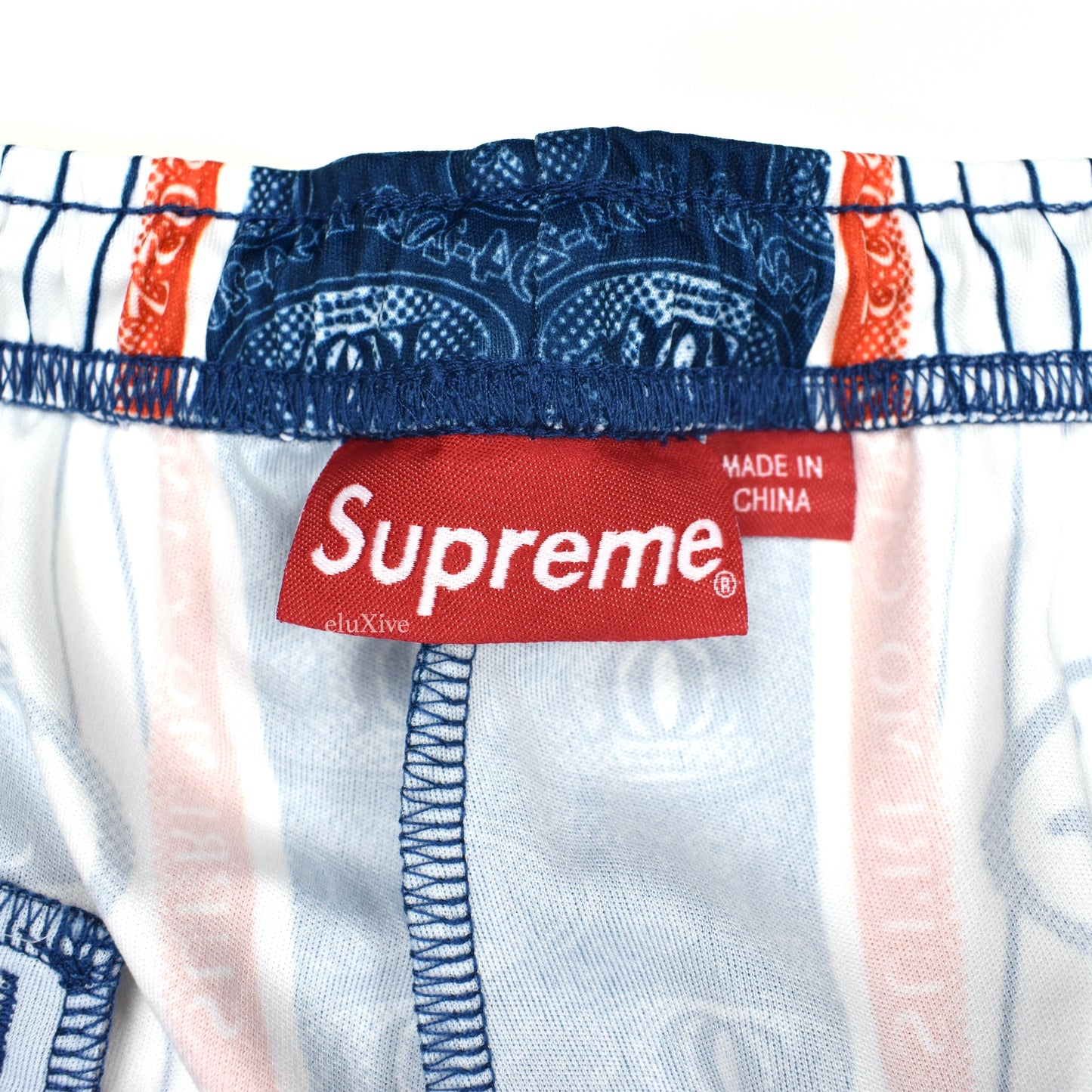 Supreme - Por Ciento Logo Print Soccer Shorts (Navy)