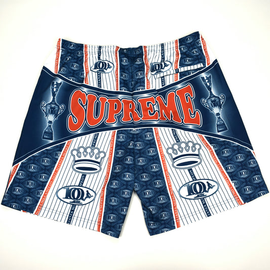 Supreme - Por Ciento Logo Print Soccer Shorts (Navy)