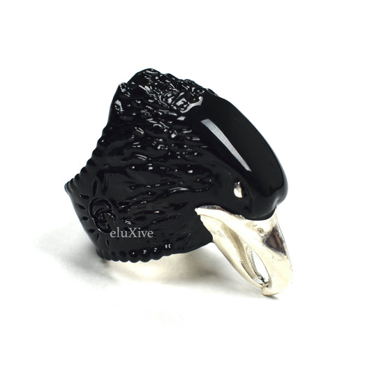Gucci - Silver / Black Anger Forest Eagle Statement Ring