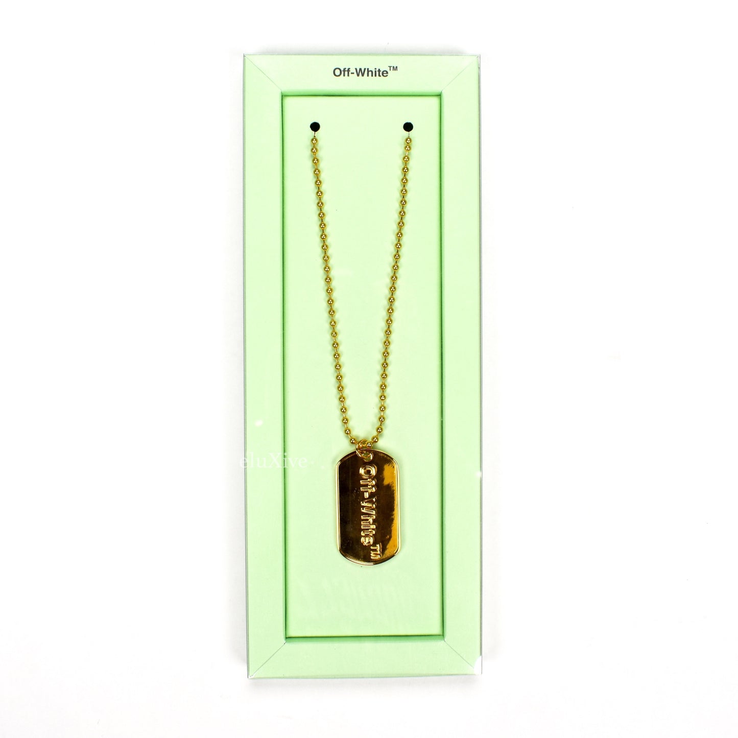 Off-White - Gold Logo Dog Tag Chain Necklace