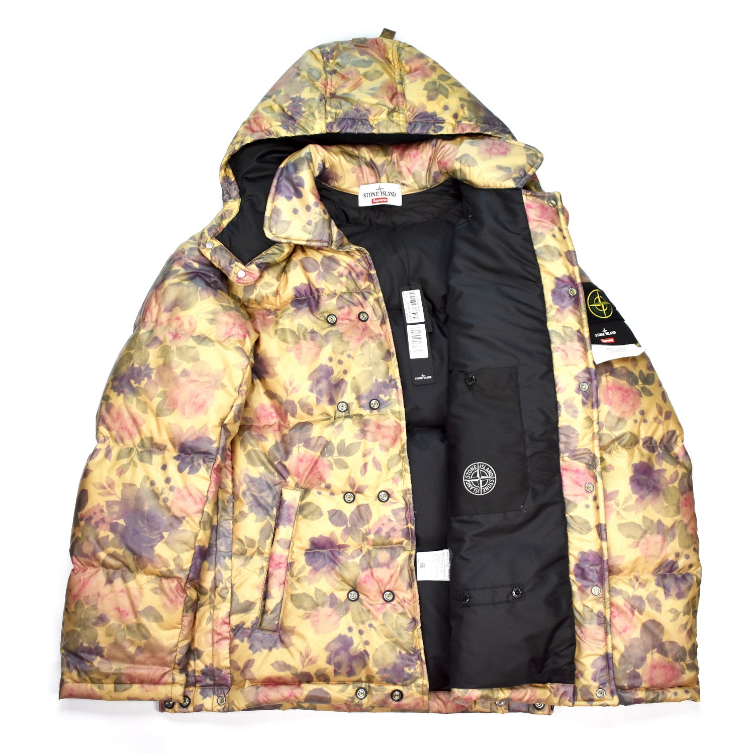 Supreme stone island lamy cover stampato puffy jacket hot sale copper