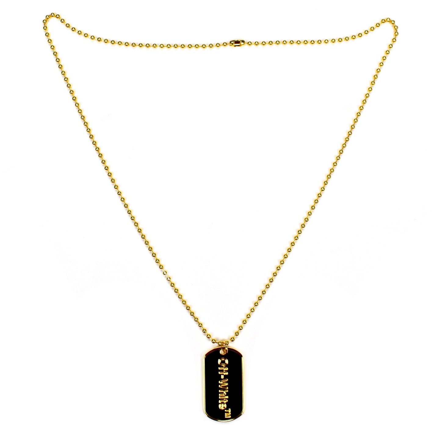 Off-White - Gold Logo Dog Tag Chain Necklace