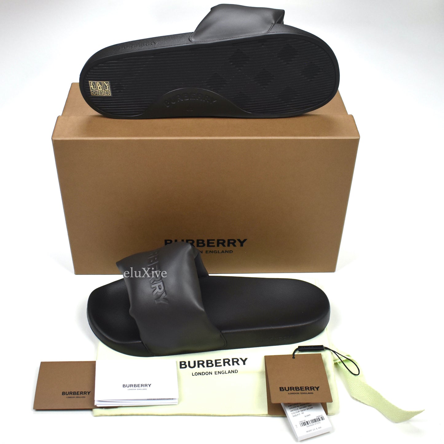 Burberry - Logo Embossed Puffer Slides (Brown)