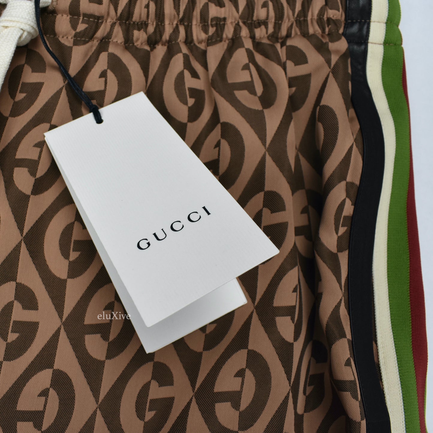Gucci - Rhombus Monogram Woven Web Stripe Shorts