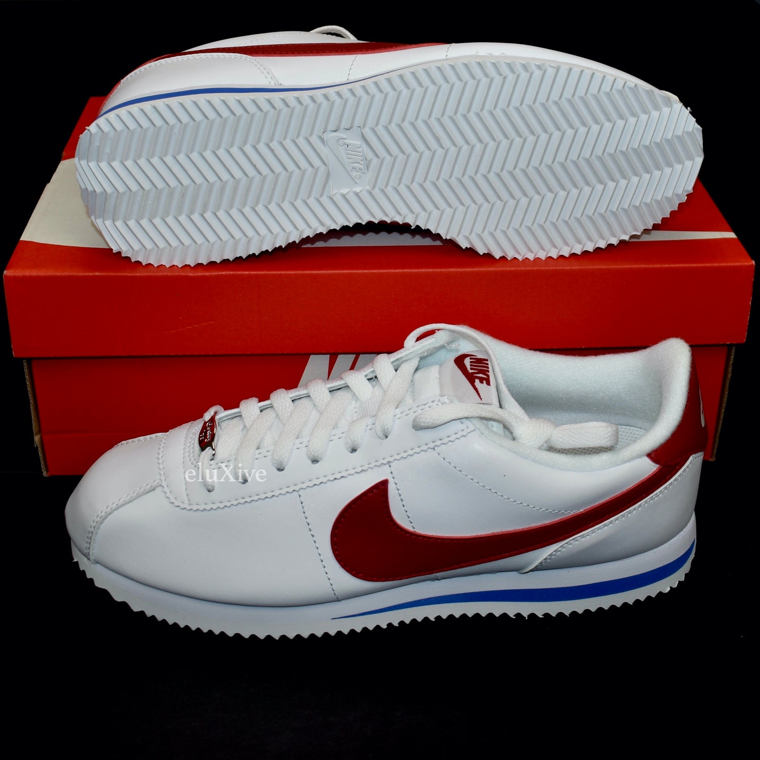 Nike Cortez Basic White Red Blue Forest Gump Shoes Youth 5Y
