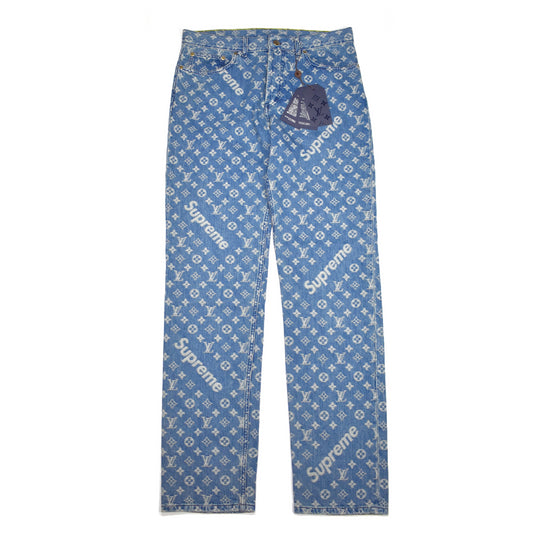 Louis Vuitton x Supreme - Monogram Denim Blue Jeans