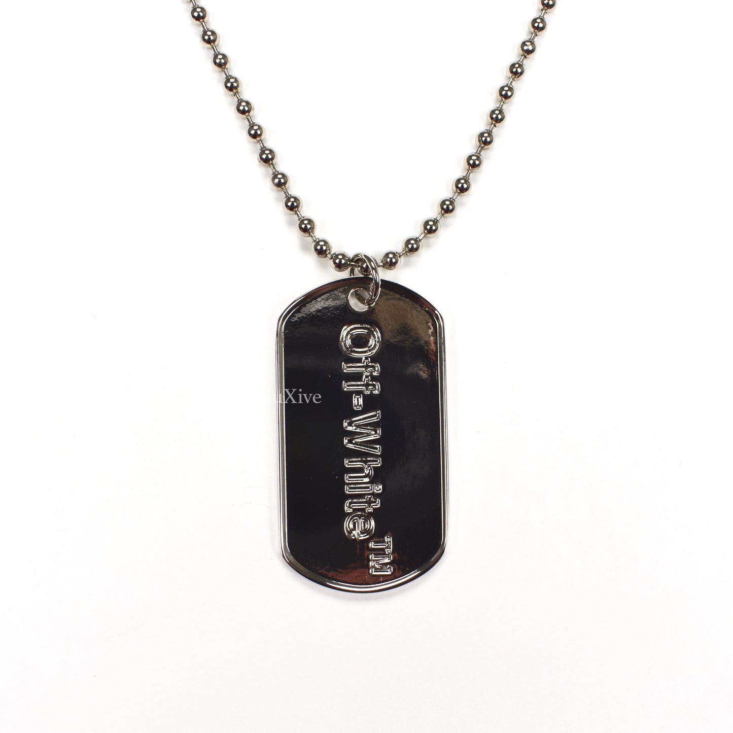 Off-White - Silver Logo Dog Tag Chain Necklace