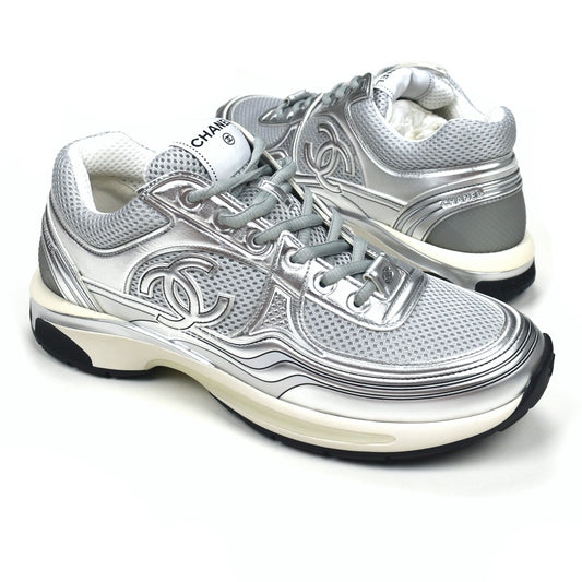Chanel - Classic Monogram Logo Trainer (Metallic Silver)