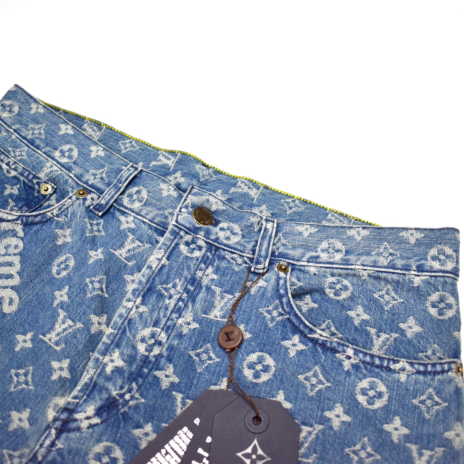 Supreme x Louis Vuitton Denim 5-Pocket Monogram Jeans Cut Into