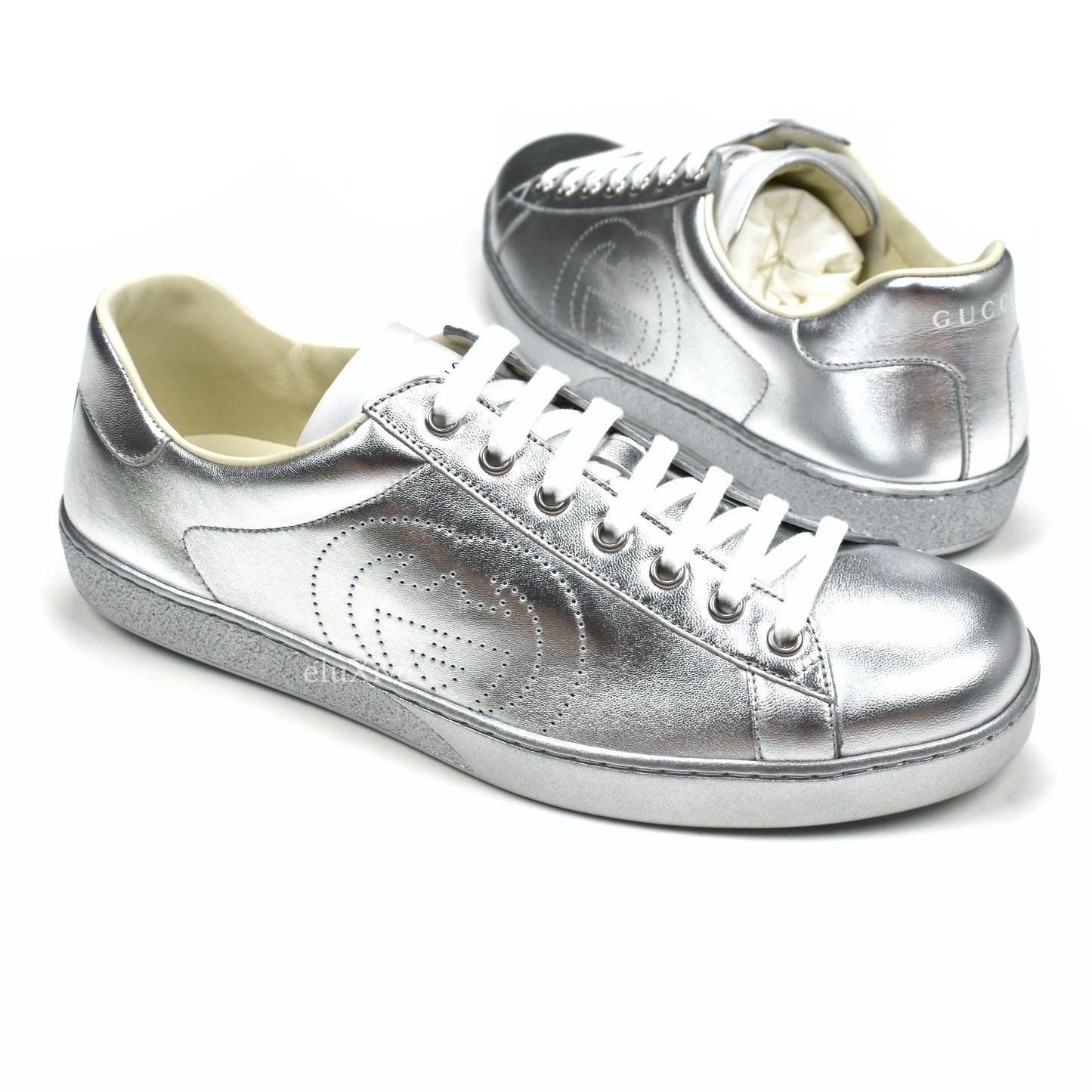 Gucci - Metallic Silver Leather Ace Sneakers