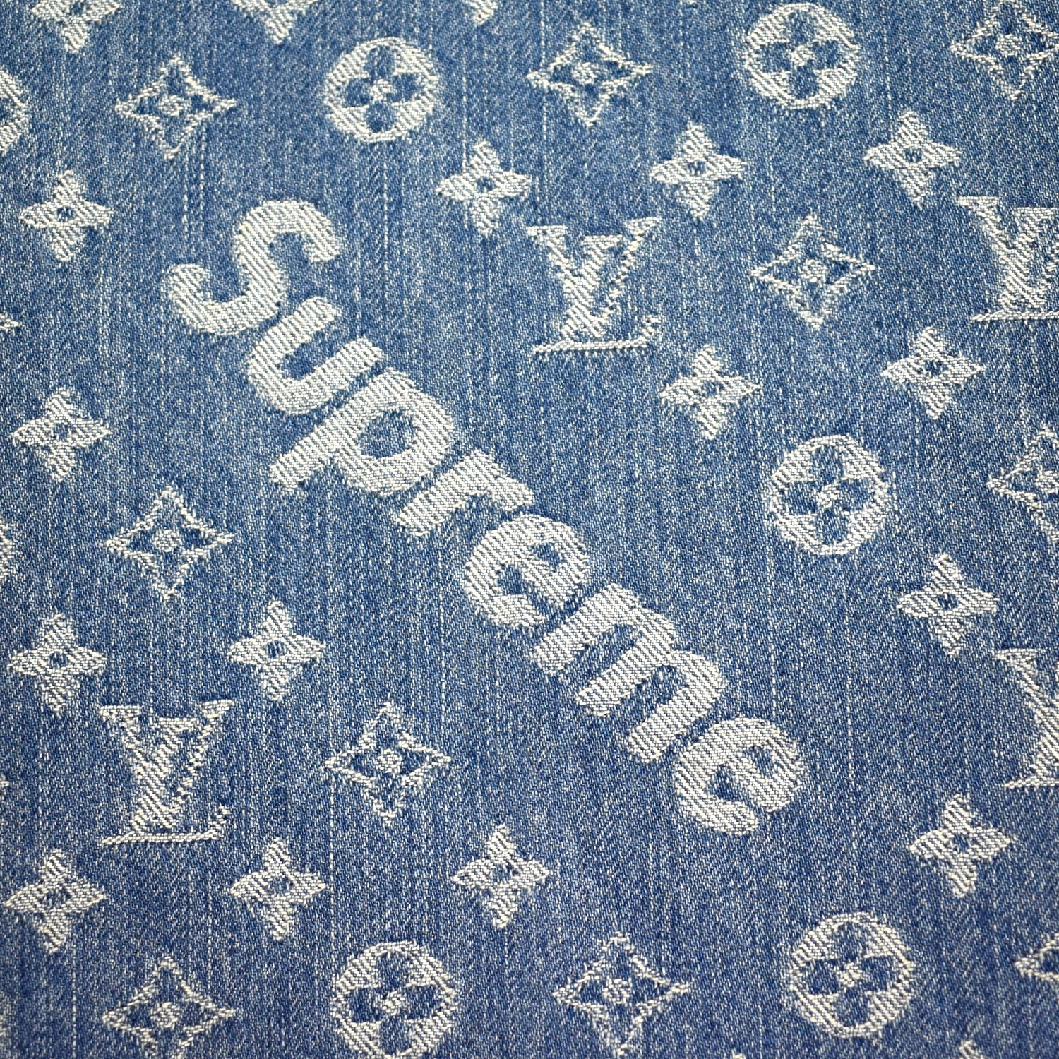 Louis Vuitton x Supreme - LV Monogram Box Logo Blue Denim Jeans – eluXive