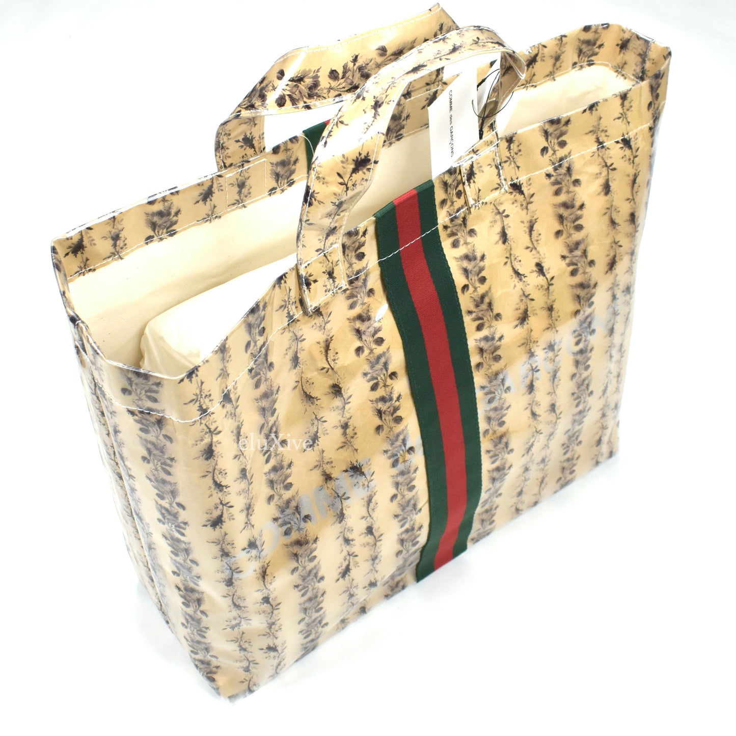 Comme des Garcons x Gucci - Brown Floral Paper & Plastic Tote Bag