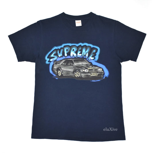 Supreme - Navy Mercedes 190E Logo T-Shirt