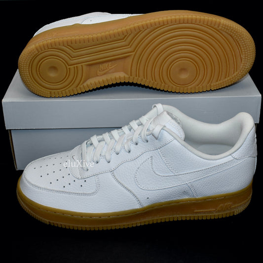 Nike - Air Force 1 Low Pebbled Leather (White/Gum)
