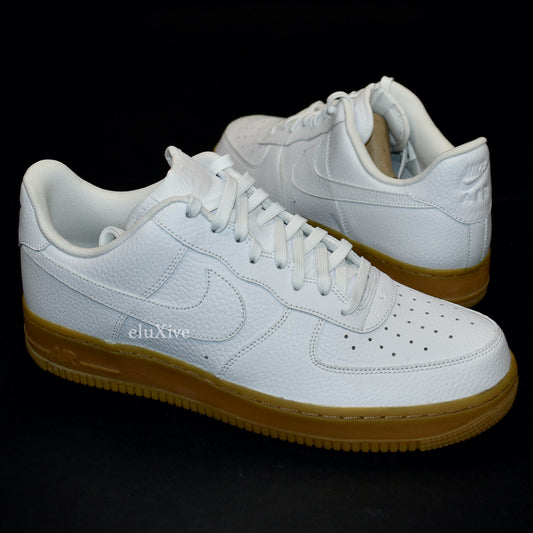 Nike - Air Force 1 Low Pebbled Leather (White/Gum)