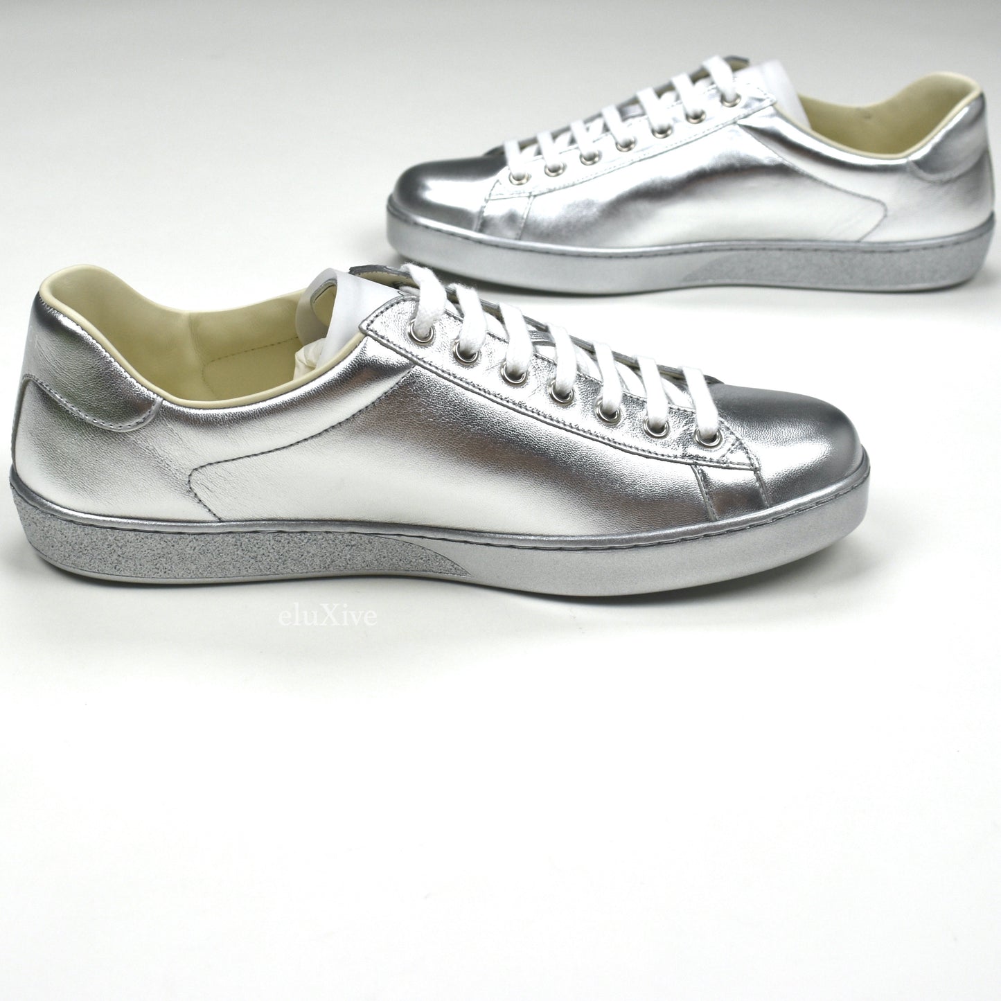 Gucci - Metallic Silver Leather Ace Sneakers