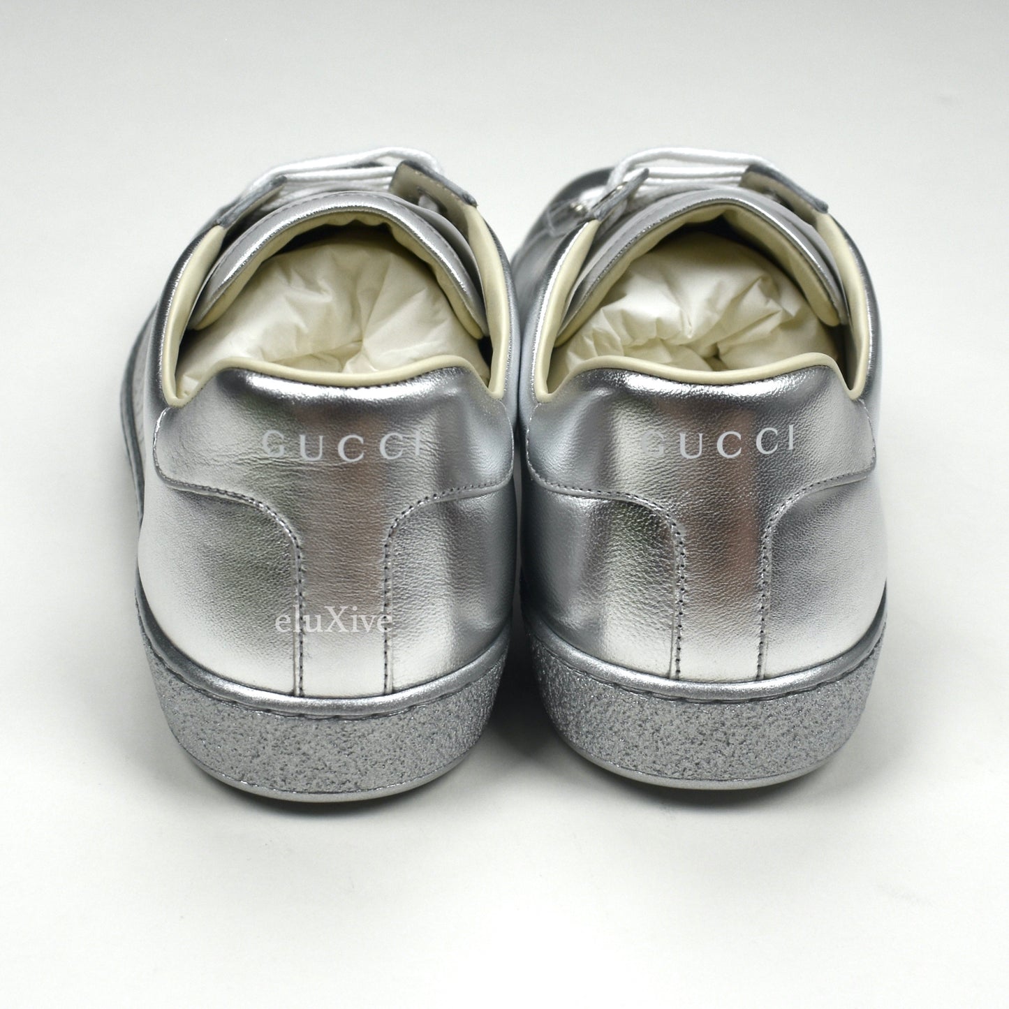 Gucci - Metallic Silver Leather Ace Sneakers