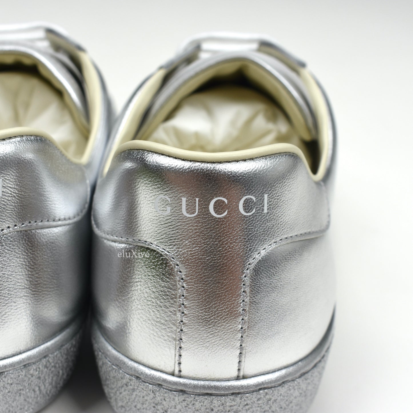 Gucci - Metallic Silver Leather Ace Sneakers