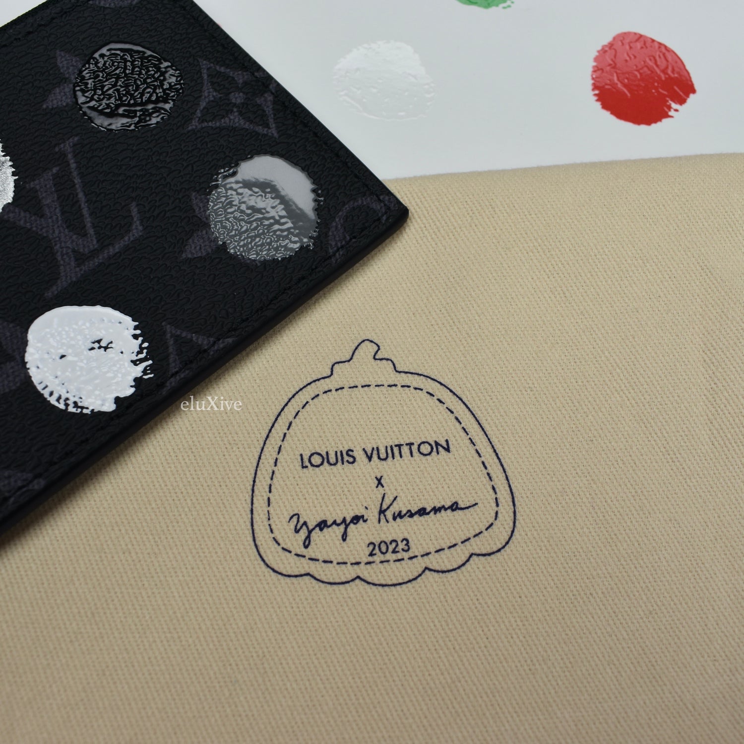 Louis Vuitton x Yayoi Kusama Coin Card Holder Monogram Eclipse Black/Silver