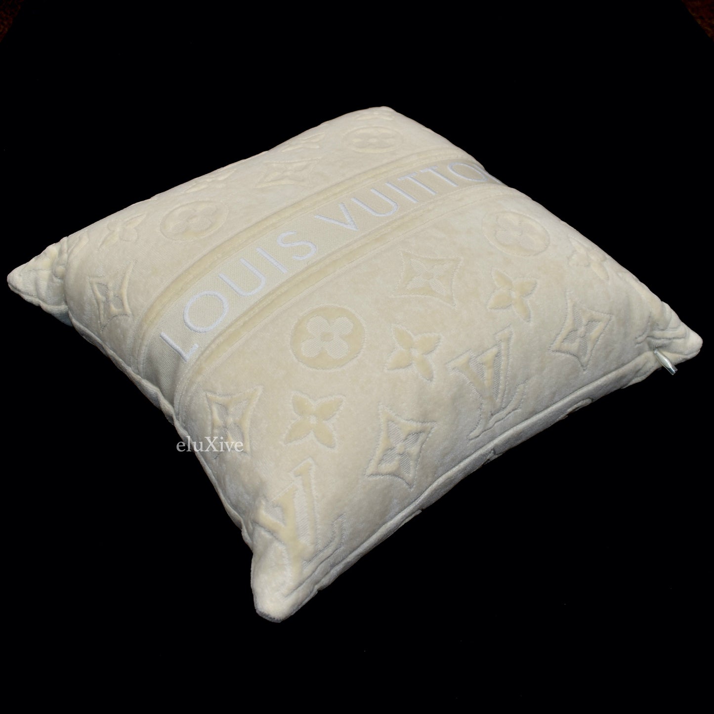 Louis Vuitton - Cream Beige LV Monogram Woven Pillow