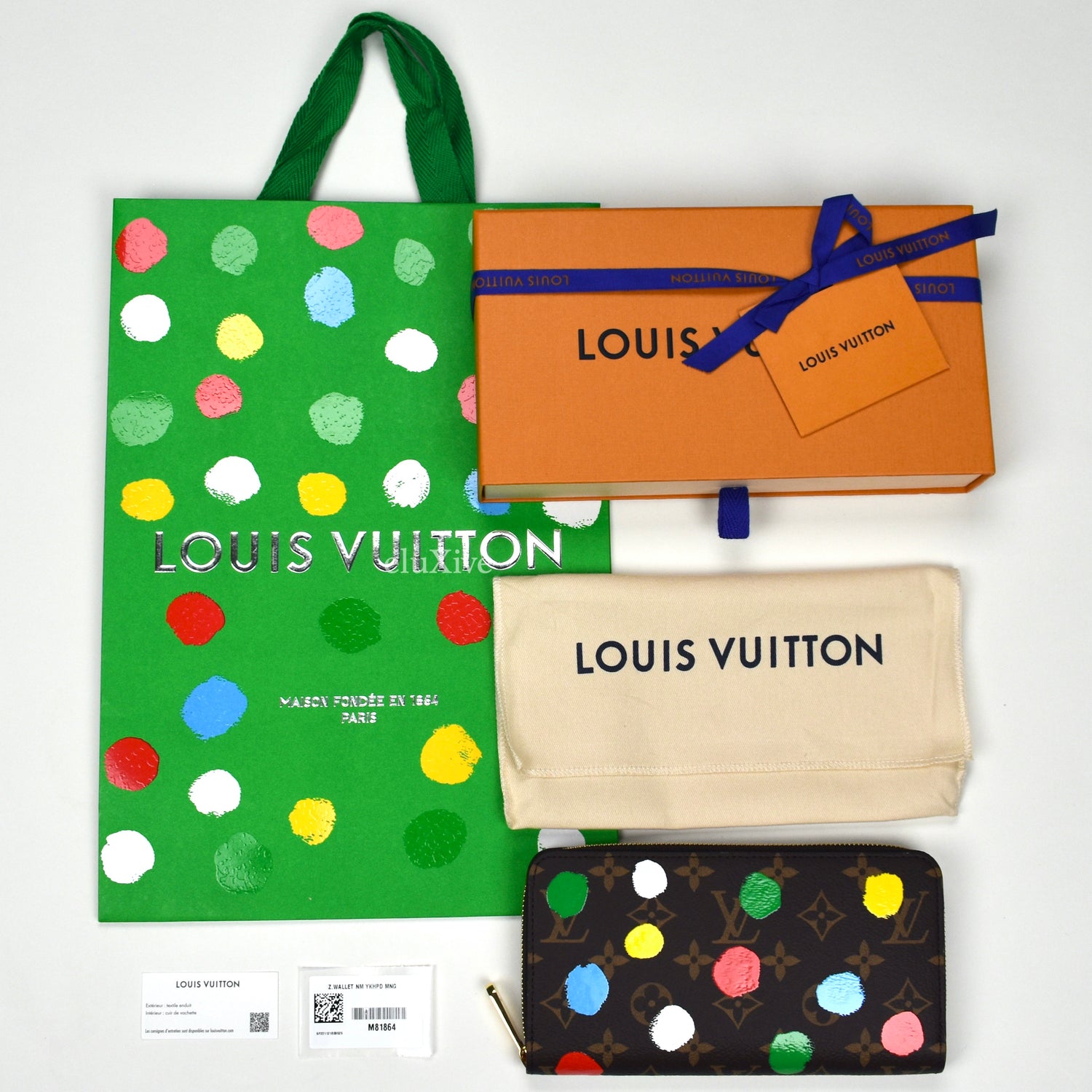 Lot of 3 LOUIS VUITTON Yayoi Kusama Green Dot Paper Shopping Gift Bag 2023