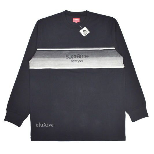 Supreme - Black Shadow Stripe Logo T-Shirt