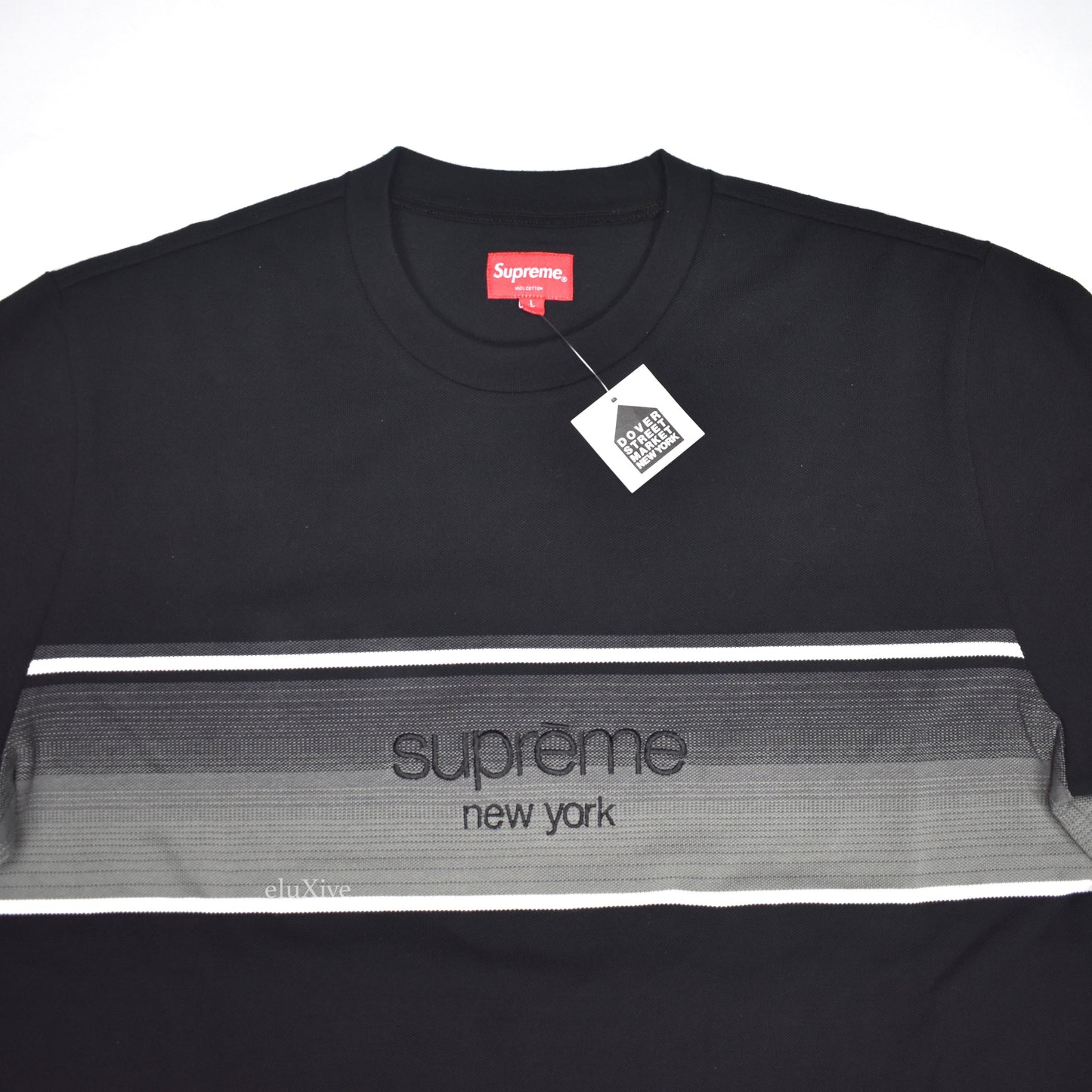 Supreme - Black Shadow Stripe Logo T-Shirt