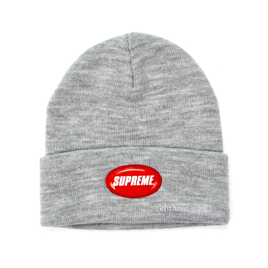 Supreme - Gray Rubber Logo Beanie