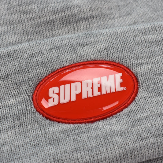 Supreme - Gray Rubber Logo Beanie