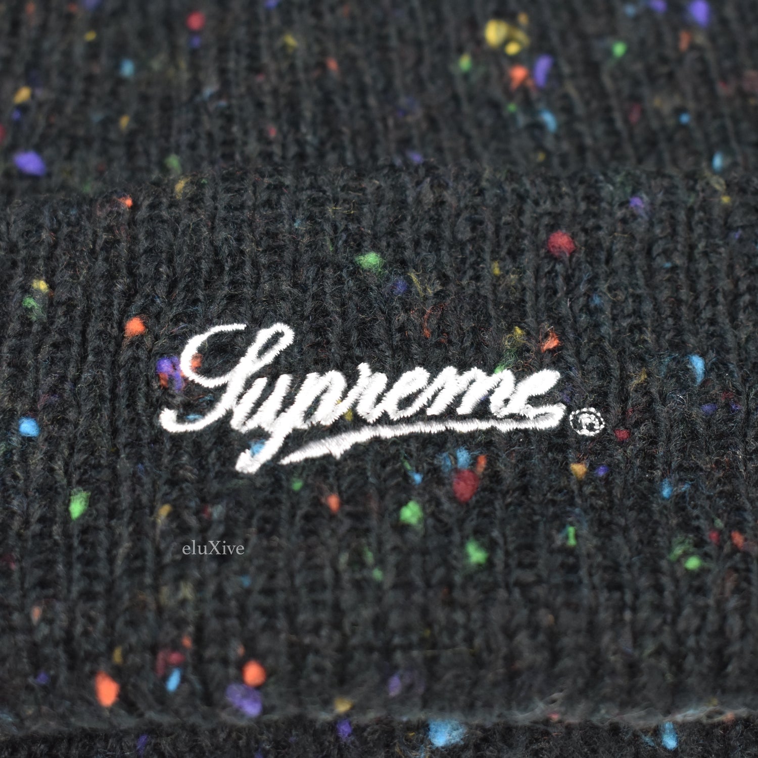 Supreme - Colored Speckle Logo Beanie (Black) – eluXive