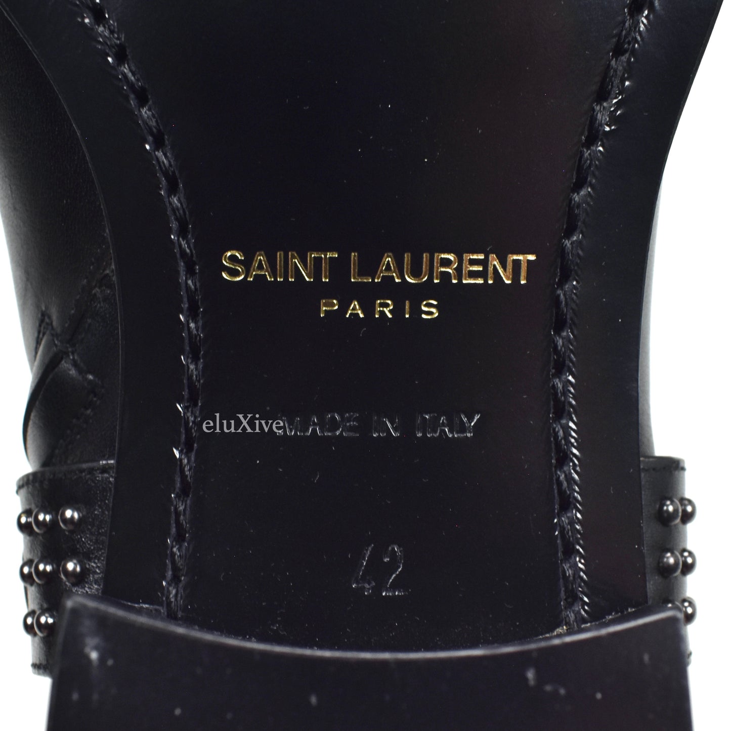 Saint Laurent - Black Kangaroo Wyatt 40 Stud Riding Boots