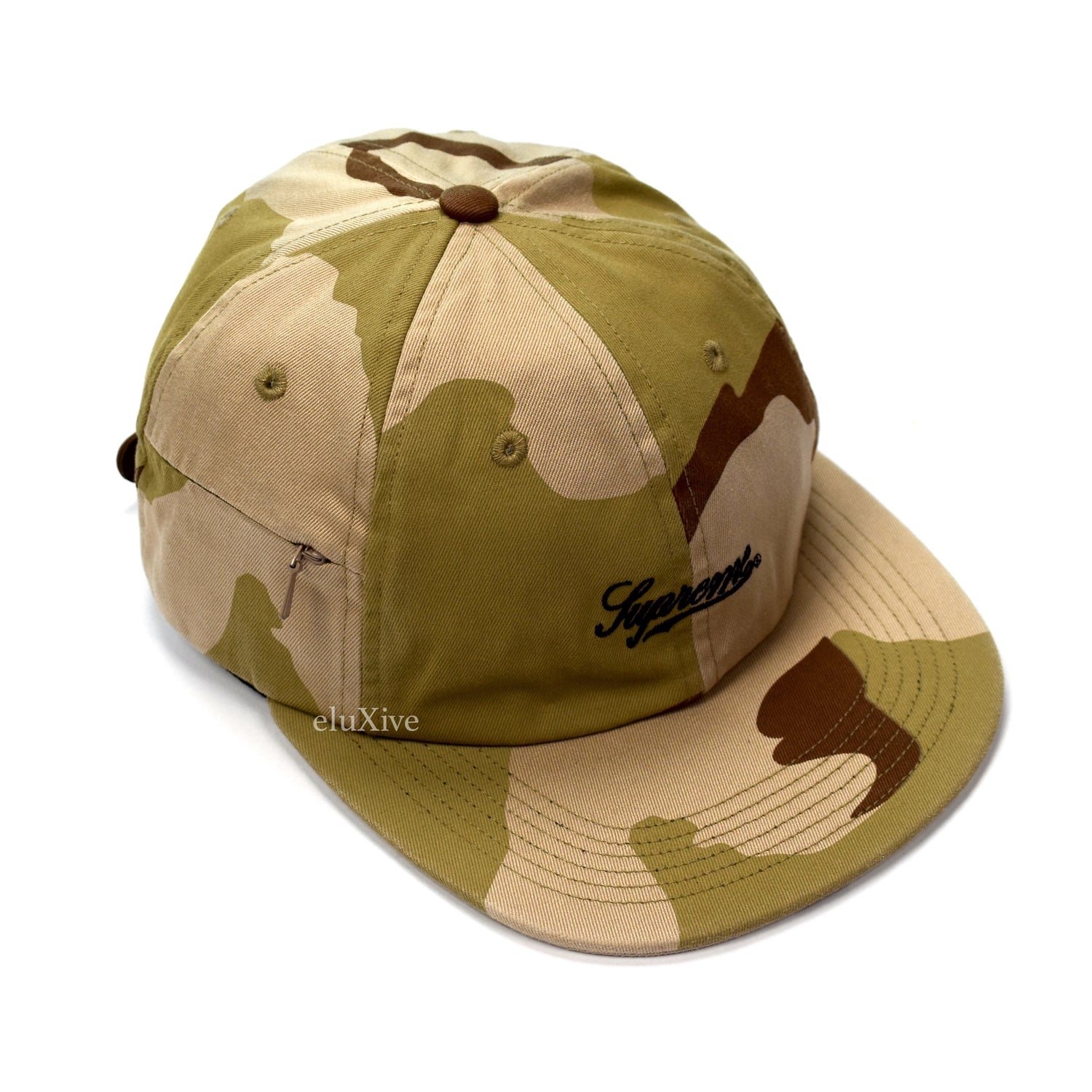 Supreme - SS18 Camo Print Twill Script Logo Hidden Pocket Dad Hat