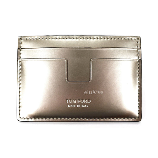 Tom Ford - Metallic Silver Leather Card Holder