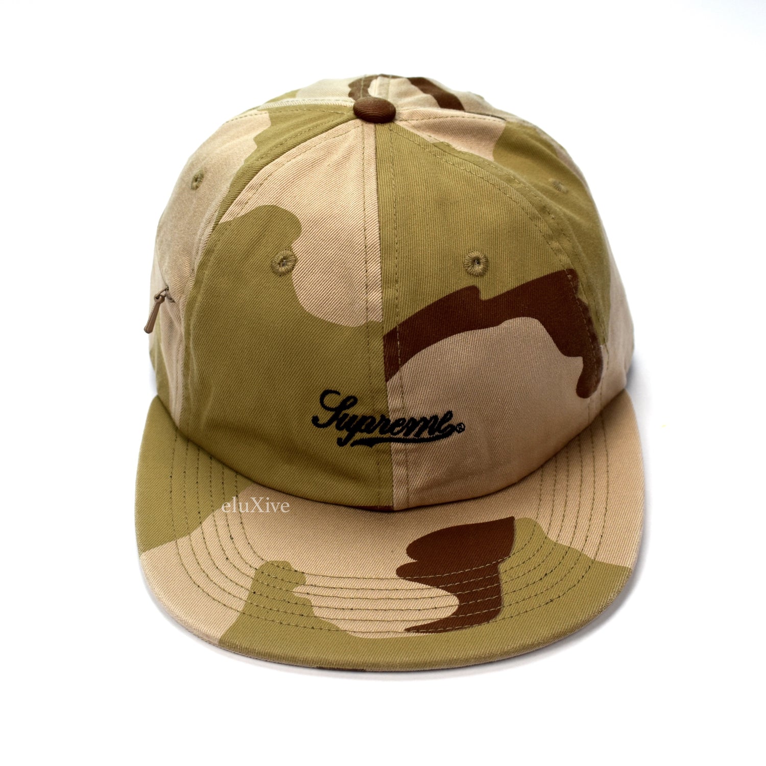 Supreme - SS18 Camo Print Twill Script Logo Hidden Pocket Dad Hat